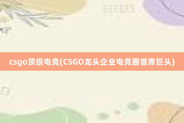 csgo顶级电竞(CSGO龙头企业电竞圈首席巨头)