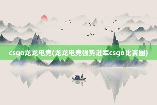 csgo龙龙电竞(龙龙电竞强势进军csgo比赛圈)