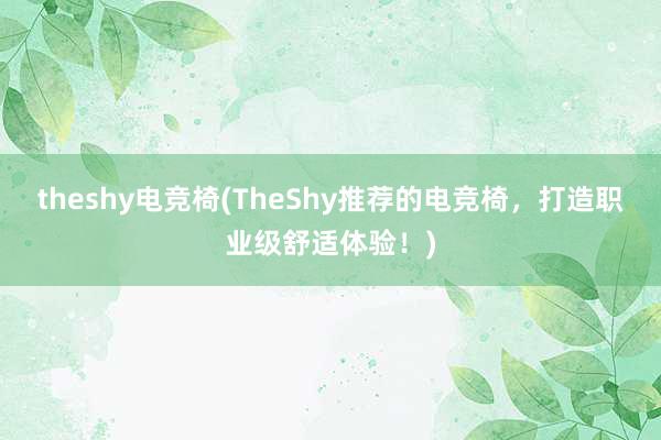 theshy电竞椅(TheShy推荐的电竞椅，打造职业级舒适体验！)