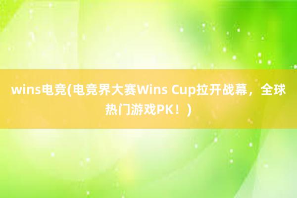 wins电竞(电竞界大赛Wins Cup拉开战幕，全球热门游戏PK！)