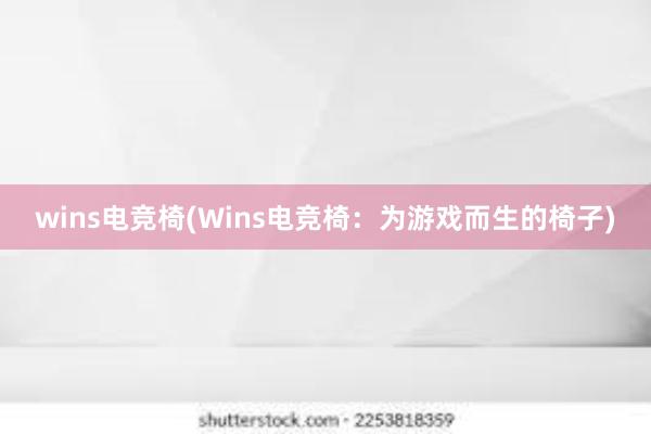 wins电竞椅(Wins电竞椅：为游戏而生的椅子)