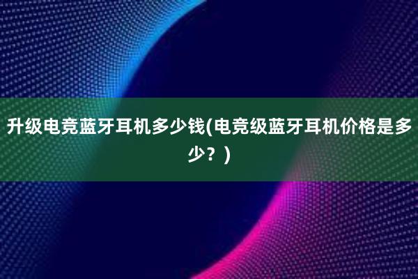 升级电竞蓝牙耳机多少钱(电竞级蓝牙耳机价格是多少？)