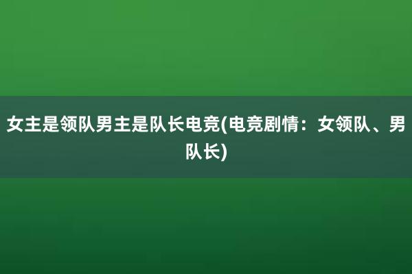 女主是领队男主是队长电竞(电竞剧情：女领队、男队长)