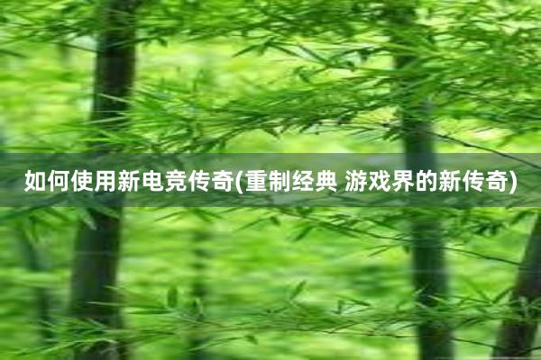 如何使用新电竞传奇(重制经典 游戏界的新传奇)