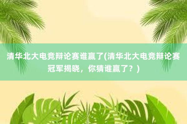 清华北大电竞辩论赛谁赢了(清华北大电竞辩论赛冠军揭晓，你猜谁赢了？)