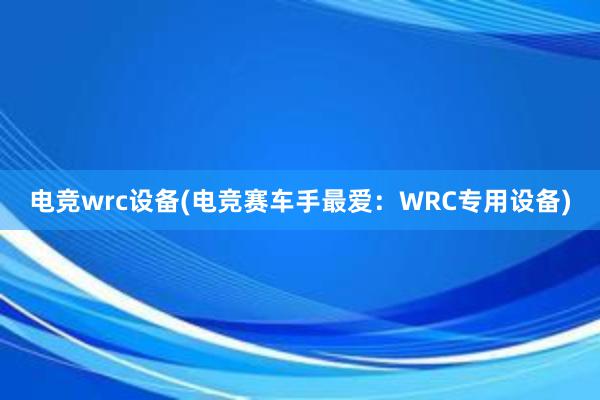 电竞wrc设备(电竞赛车手最爱：WRC专用设备)