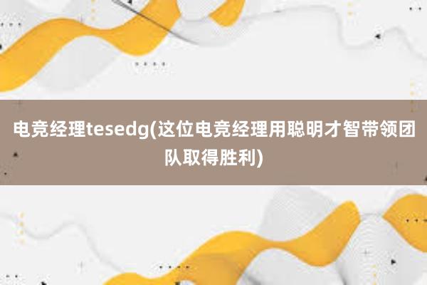 电竞经理tesedg(这位电竞经理用聪明才智带领团队取得胜利)