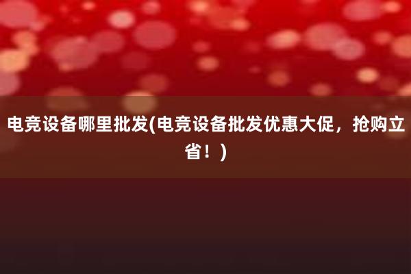 电竞设备哪里批发(电竞设备批发优惠大促，抢购立省！)