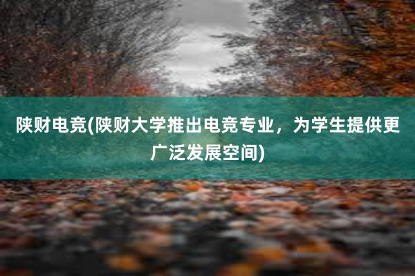 陕财电竞(陕财大学推出电竞专业，为学生提供更广泛发展空间)