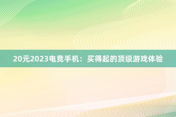 20元2023电竞手机：买得起的顶级游戏体验