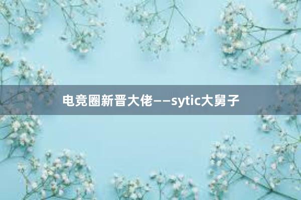 电竞圈新晋大佬——sytic大舅子