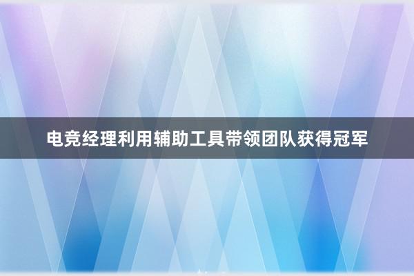 电竞经理利用辅助工具带领团队获得冠军