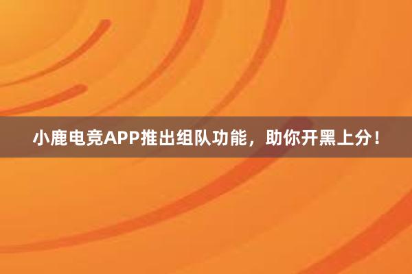 小鹿电竞APP推出组队功能，助你开黑上分！