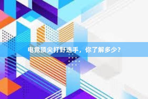 电竞顶尖打野选手，你了解多少？